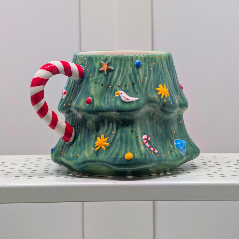 Anthropologie Birdcanfox Christmas Ceramic Art Piece/cup